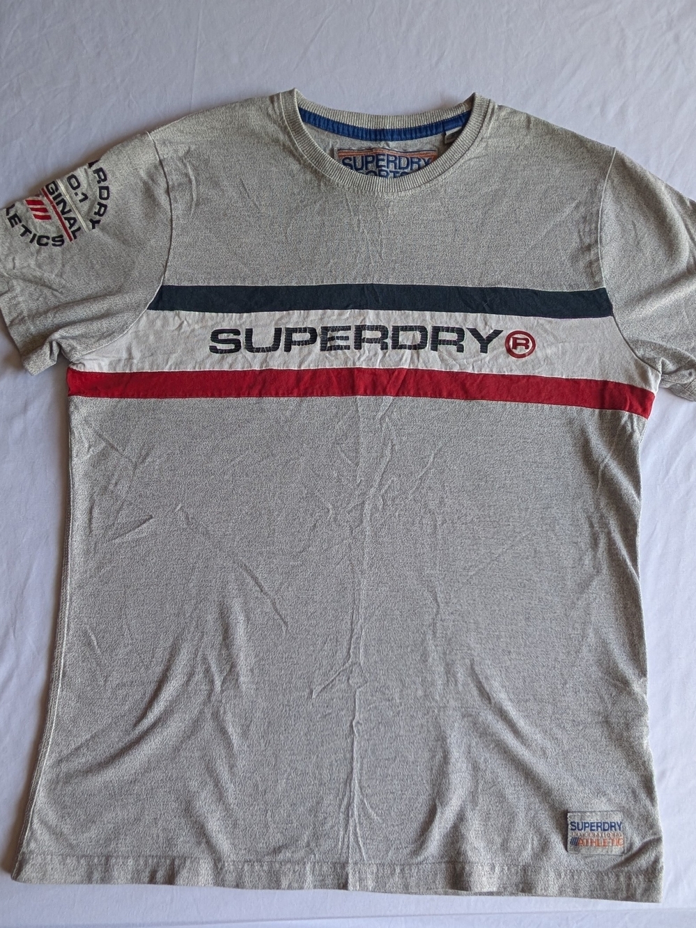 Superdry Men's Grey Logo Stripe T-Shirt